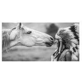 tableau indien amérindienne et son cheval