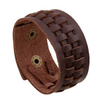 bracelet en cuir marron indien tissage chippewa