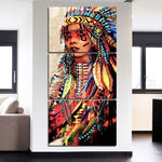 tableau indien femme amerindienne 3 pièces